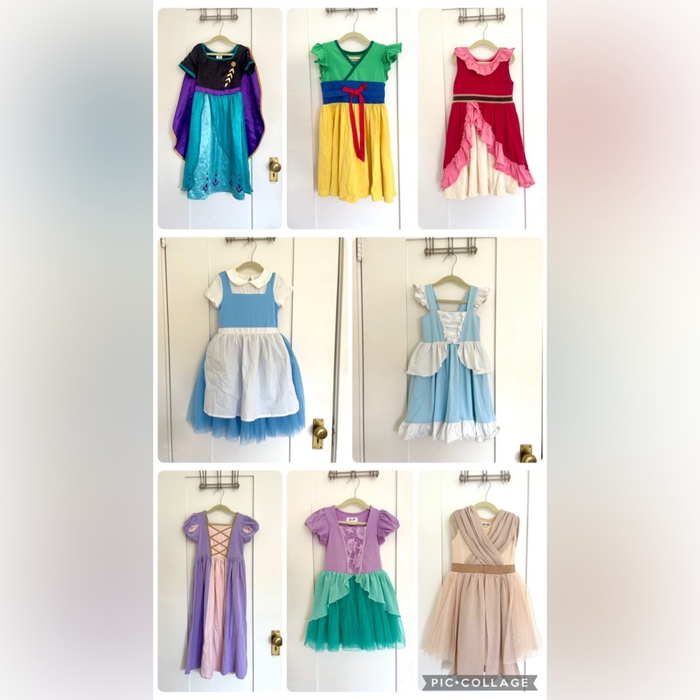 Bundle of 8 princess/Rey dresses, sizes 5 and 6 - read description